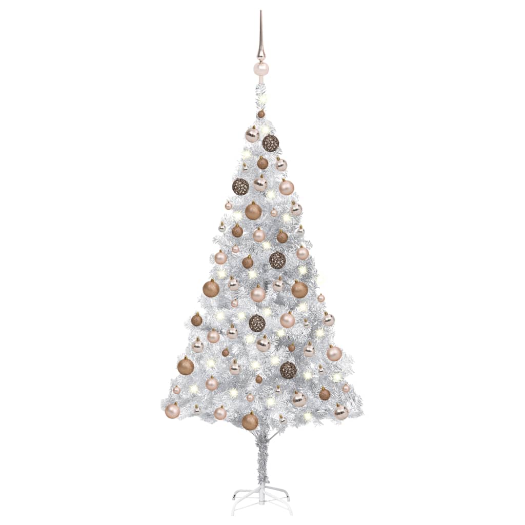 Vidaxl Kunstkerstboom mit Beleuchtung und Weihnachtskugeln 180 cm Haustier Silber