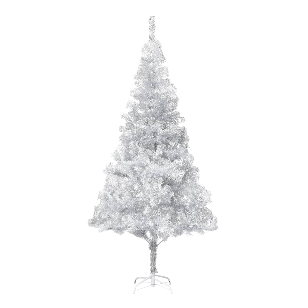 Vidaxl Kunstkerstboom mit Beleuchtung und Weihnachtskugeln 210 cm Haustier Silber