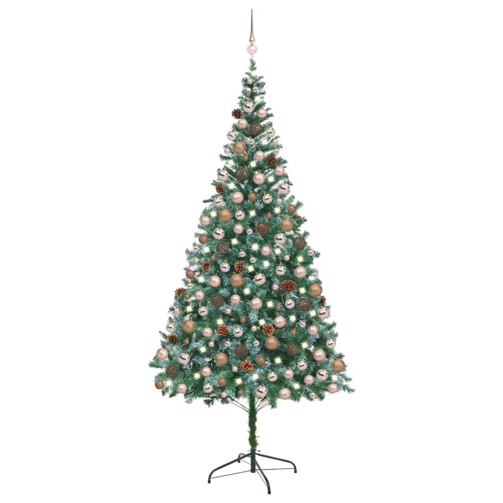 VIDAXL KUNSTKERSTBOOM mit Leuchten Weihnachtsbällchen Kiefernkegel 210 cm