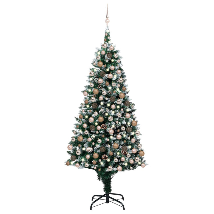 VIDAXL KUNSTKERSTBOOM mit Leuchten Weihnachtsbällchen Kiefernkegel 210 cm