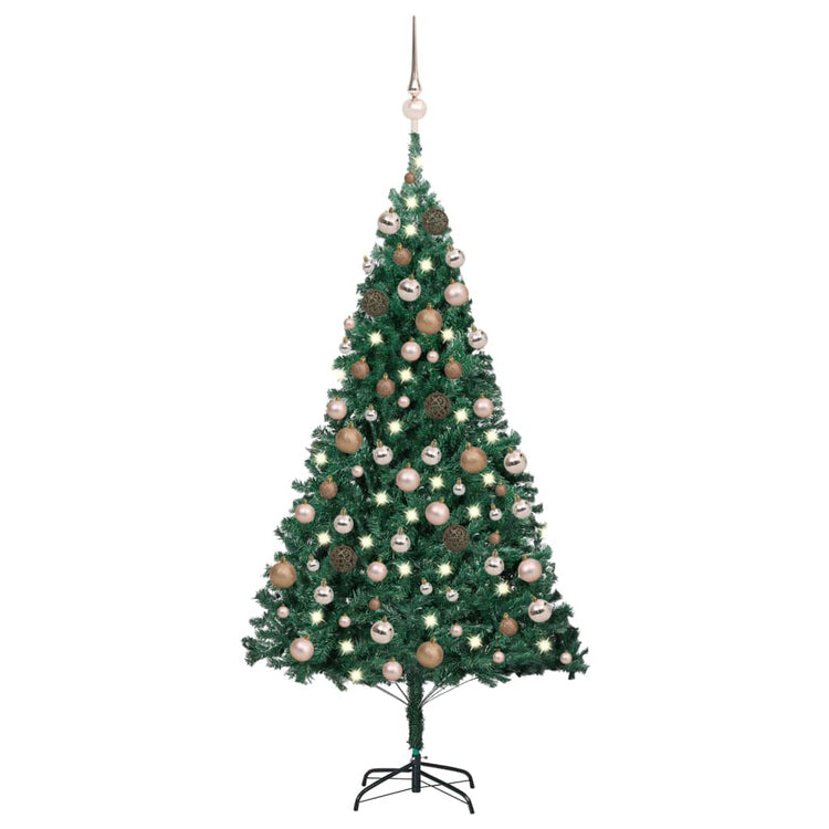 Vidaxl Kunstkerstboom mit Beleuchtung und Weihnachtskugeln 120 cm PVC Grün