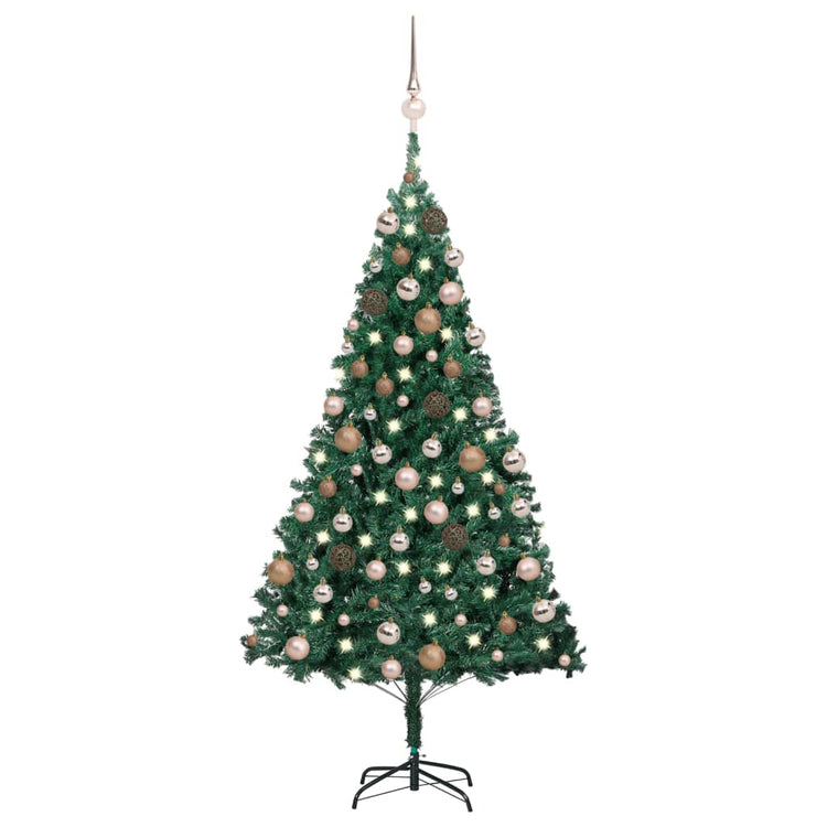 Vidaxl Kunstkerstboom mit Beleuchtung und Weihnachtskugeln 180 cm PVC Grün