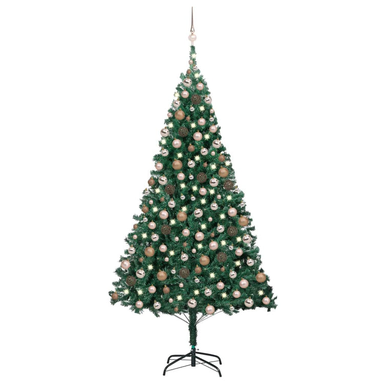 Vidaxl Kunstkerstboom mit Beleuchtung und Weihnachtskugeln 210 cm PVC Green