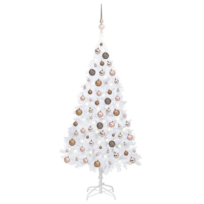 Vidaxl Kunstkerstboom mit Beleuchtung und Weihnachtskugeln 120 cm PVC Weiß