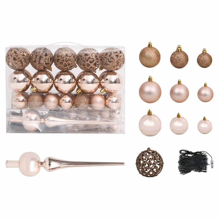 Vidaxl Kunstkerstboom mit Beleuchtung und Weihnachtskugeln 150 cm PVC Weiß