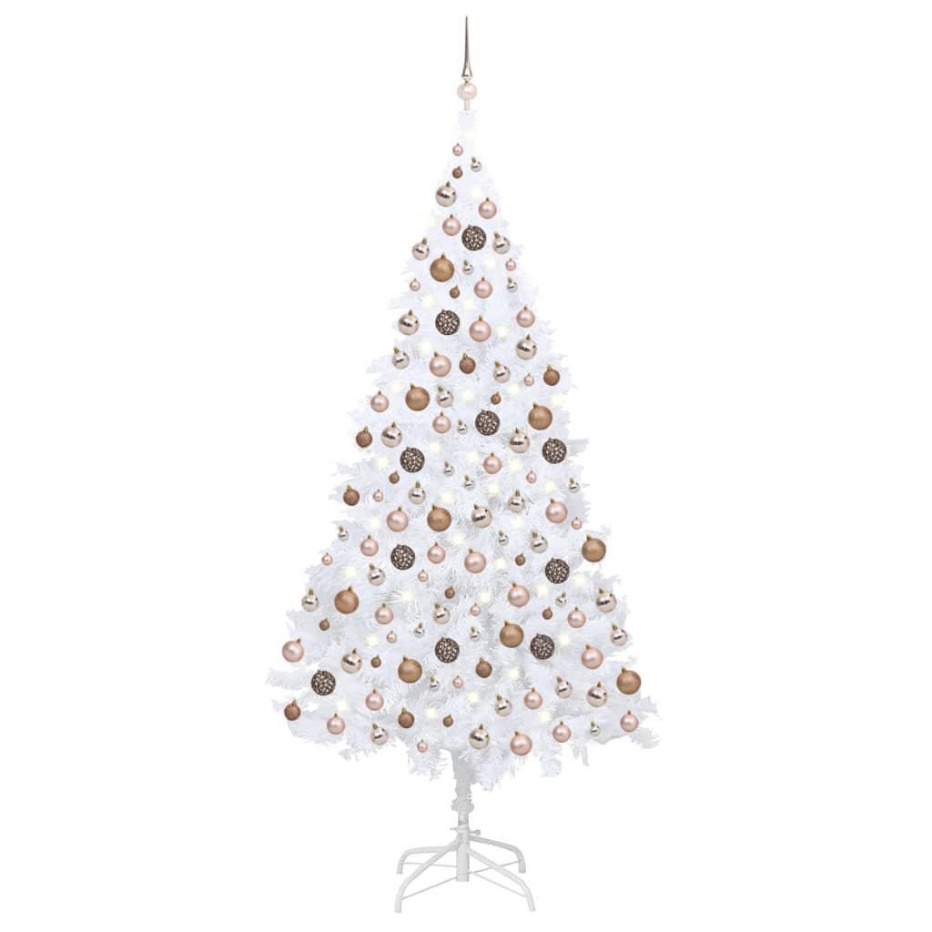 Vidaxl Kunstkerstboom mit Beleuchtung und Weihnachtsbällen 240 cm Weiß