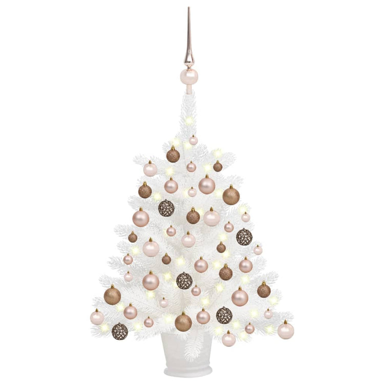 Vidaxl Kunstkerstboom mit Beleuchtung und Weihnachtskugeln 65 cm Weiß