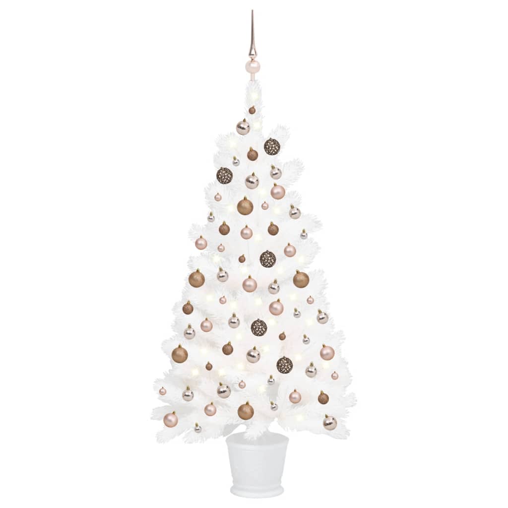 Vidaxl Kunstkerstboom mit Beleuchtung und Weihnachtsbällen 90 cm Weiß