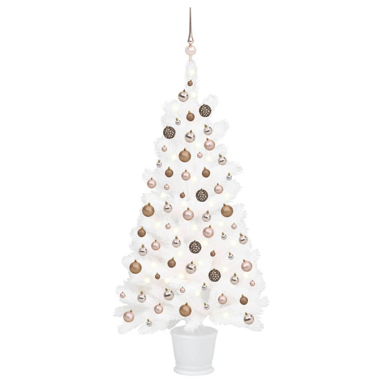 Vidaxl Kunstkerstboom mit Beleuchtung und Weihnachtsbällen 90 cm Weiß