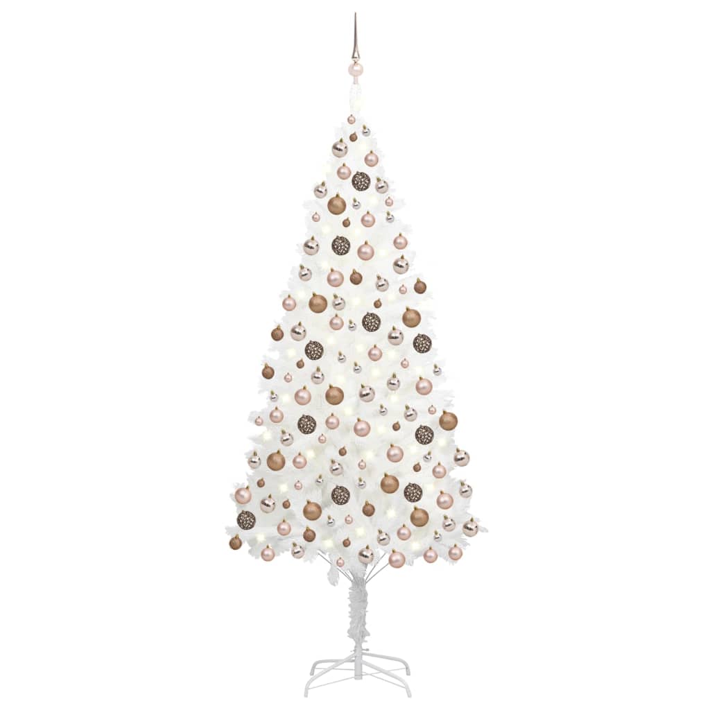 Vidaxl Kunstkerstboom mit Beleuchtung und Weihnachtsbällen 240 cm Weiß