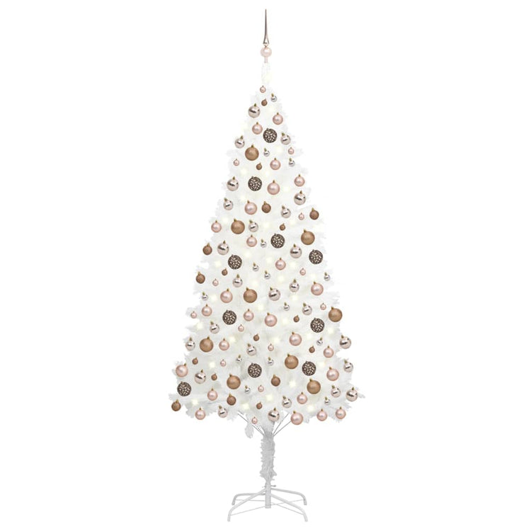 Vidaxl Kunstkerstboom mit Beleuchtung und Weihnachtsbällen 240 cm Weiß