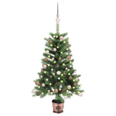 Vidaxl Kunstkerstboom mit Beleuchtung und Weihnachtsbällen 65 cm Grün