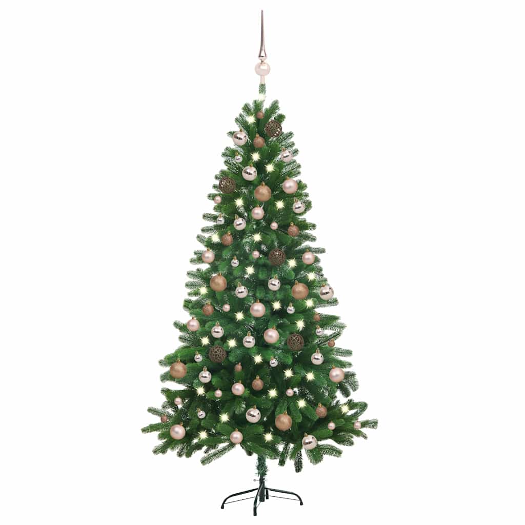 Vidaxl Kunstkerstboom mit Beleuchtung und Weihnachtsbällen 180 cm Grün