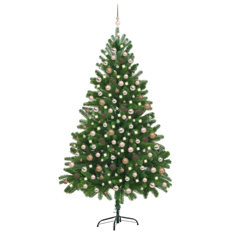 Vidaxl Kunstkerstboom mit Beleuchtung und Weihnachtsbällen 210 cm Grün