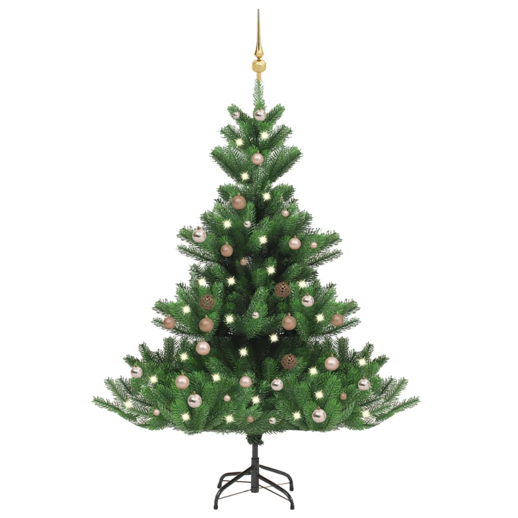 Vidaxl Kunstkerstboom Nordmann mit LEDs und Weihnachtsbällen 120 cm Grün