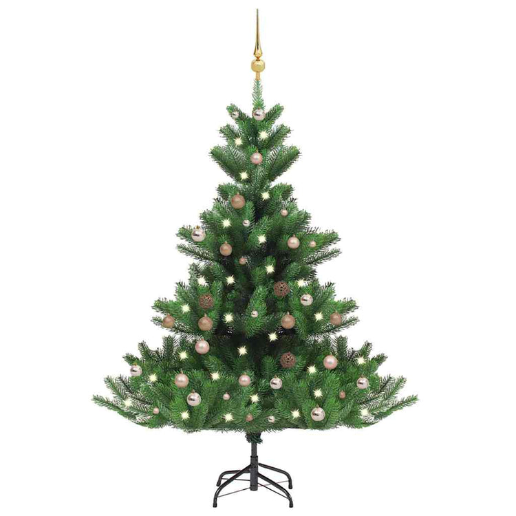 Vidaxl Kunstkerstboom Nordmann mit LEDs und Weihnachtsbällen 150 cm Grün