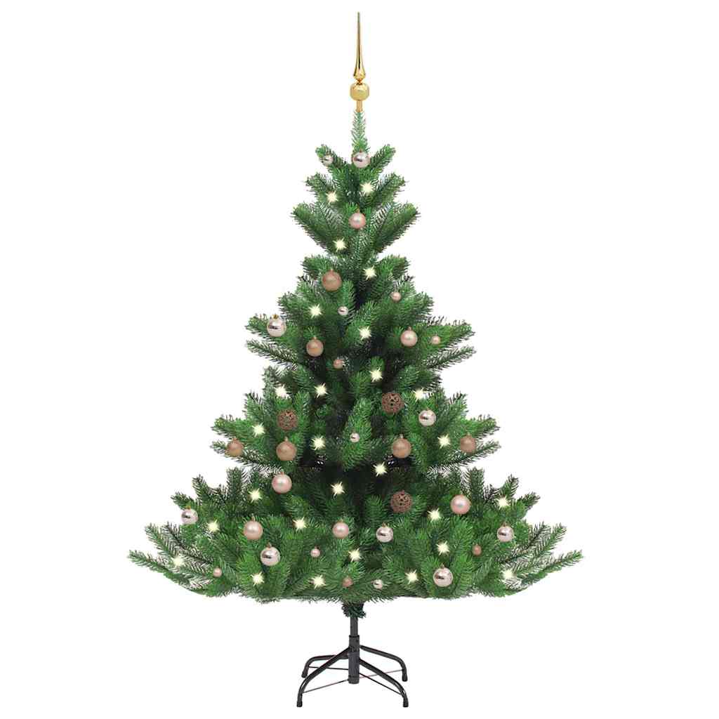 Vidaxl Kunstkerstboom Nordmann mit LEDs und Weihnachtsbällen 180 cm Grün