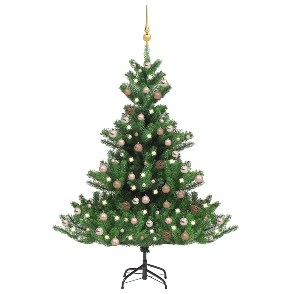 Vidaxl Kunstkerstboom Nordmann mit LEDs und Weihnachtsbällen 240 cm Grün