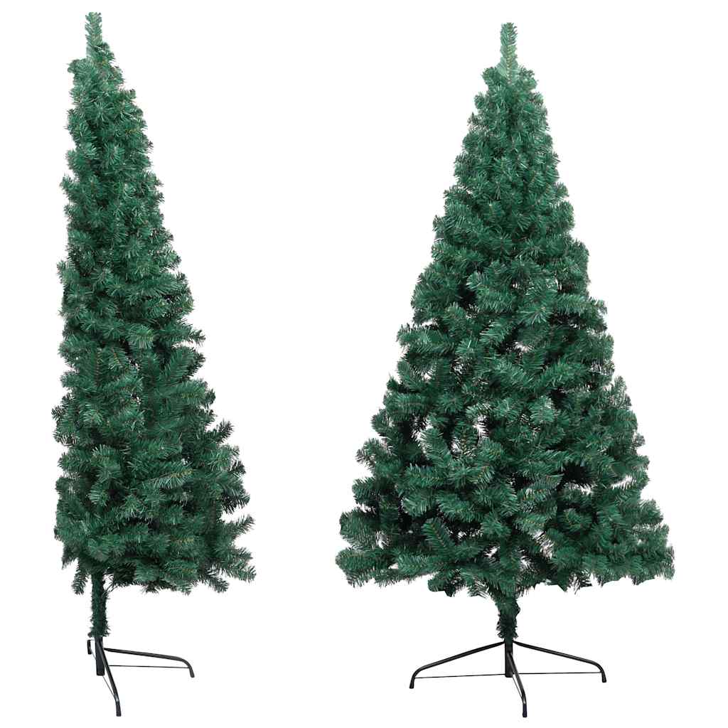 Vidaxl Kunstkerstboom mit Beleuchtung und Weihnachtsbällen halb nach 120 cm Grün
