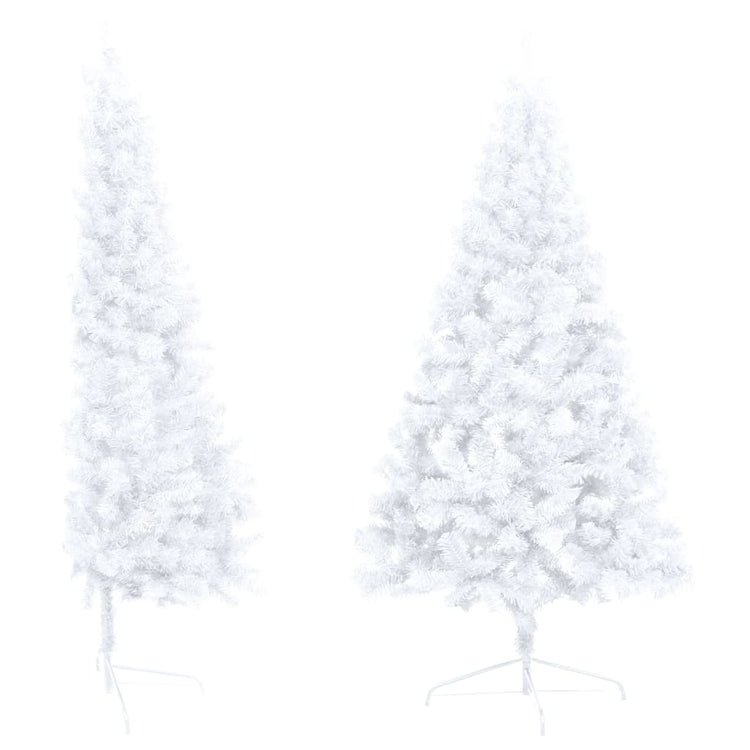 Vidaxl Kunstkerstboom mit Beleuchtung und Weihnachtskugeln halb 210 cm weiß