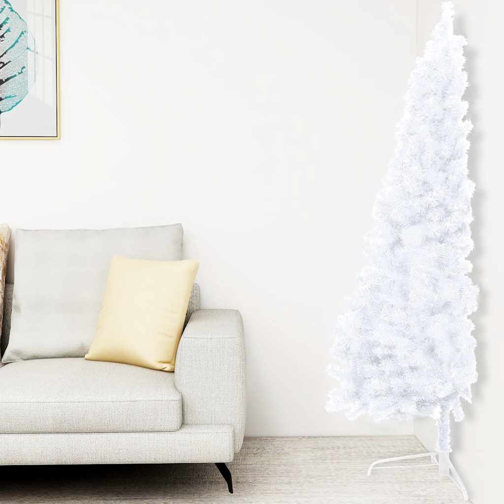 Vidaxl Kunstkerstboom mit Beleuchtung und Weihnachtsbällen halb 240 cm weiß
