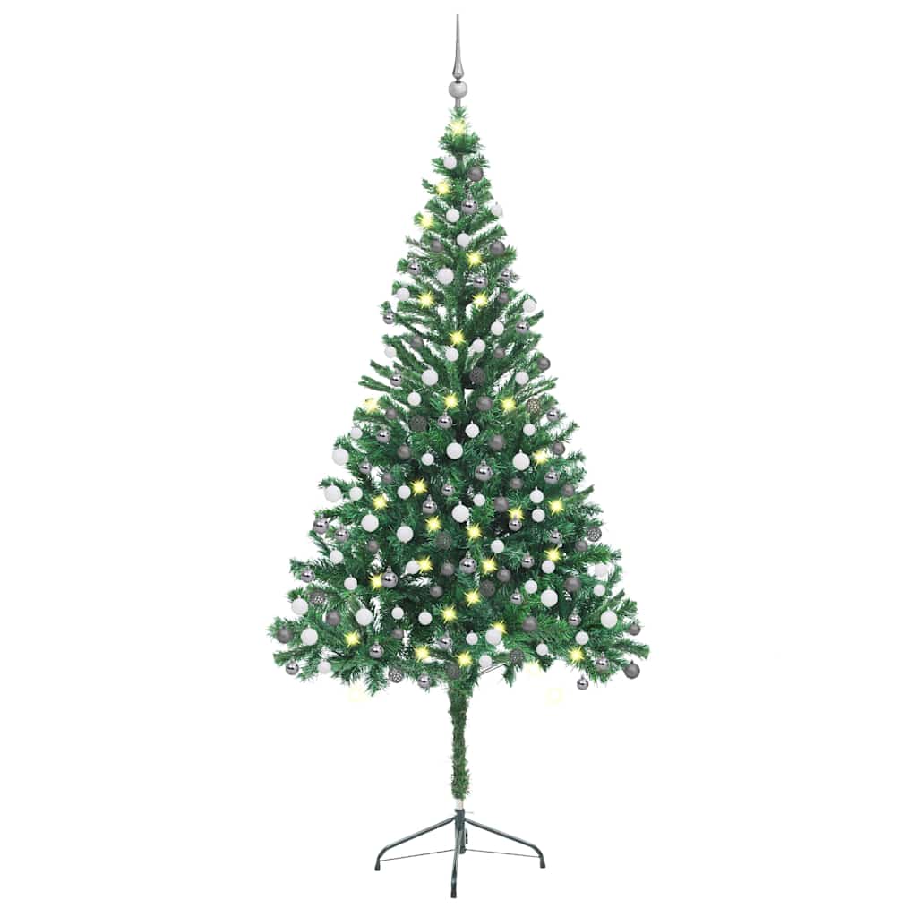 VIDAXL KUNSTKERSTBOOM mit Beleuchtung und Weihnachtskugeln 910 Zweige 210 cm