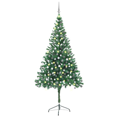 VIDAXL KUNSTKERSTBOOM mit Beleuchtung und Weihnachtskugeln 910 Zweige 210 cm