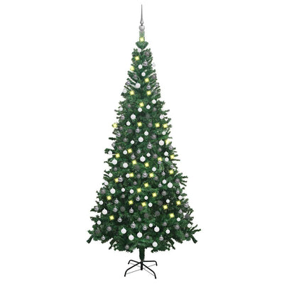 Vidaxl Kunstkerstboom mit Beleuchtung und Weihnachtsbällen L 240 cm Grün