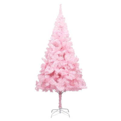 Vidaxl Kunstkerstboom mit Beleuchtung und Weihnachtskugeln 210 cm PVC Pink