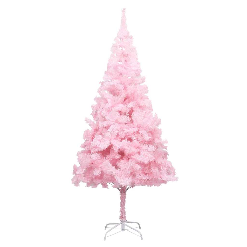 Vidaxl Kunstkerstboom mit Beleuchtung und Weihnachtskugeln 210 cm PVC Pink