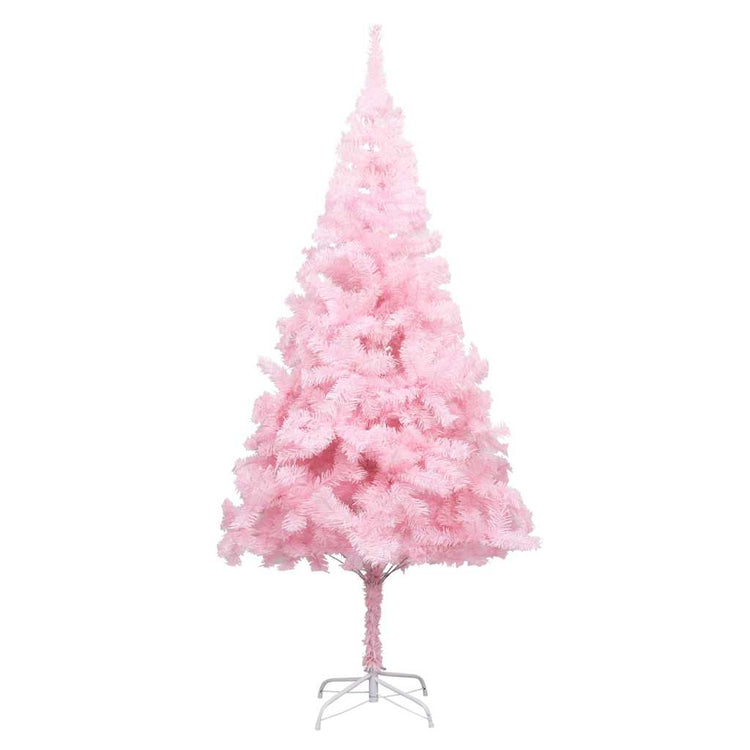 Vidaxl Kunstkerstboom mit Beleuchtung und Weihnachtskugeln 210 cm PVC Pink