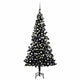 Vidaxl Kunstkerstboom mit Beleuchtung und Weihnachtsbällen 210 cm PVC Schwarz