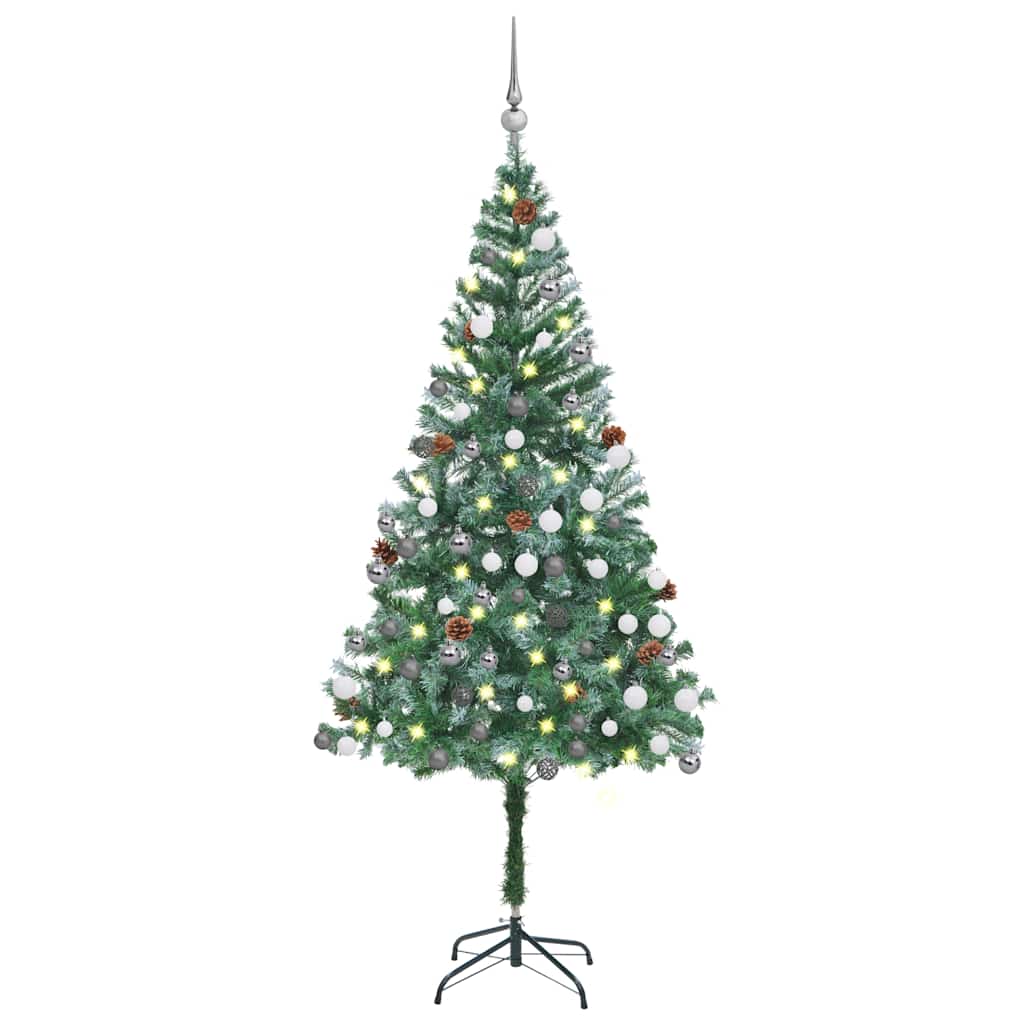 VIDAXL KUNSTKERSTBOOM mit Lichtheiligbällen Kiefernkegel 180 cm