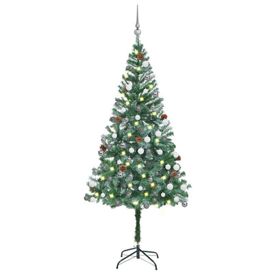 VIDAXL KUNSTKERSTBOOM mit Lichtheiligbällen Kiefernkegel 180 cm