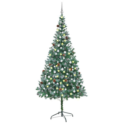 VIDAXL KUNSTKERSTBOOM mit Leuchten Weihnachtsbällchen Kiefernkegel 210 cm