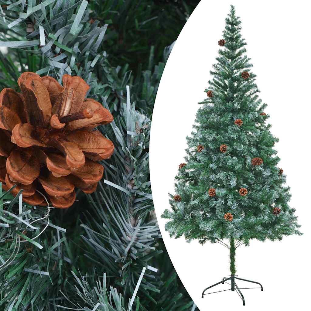 VIDAXL KUNSTKERSTBOOM mit Leuchten Weihnachtsbällchen Kiefernkegel 210 cm