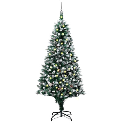 Vidaxx künstlicher Weihnachtsbaum mit LED und Weihnachtskugeln und Tannenzapfen 240 cm