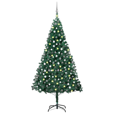 Vidaxl Kunstkerstboom mit Beleuchtung und Weihnachtsbällen 240 cm Grün