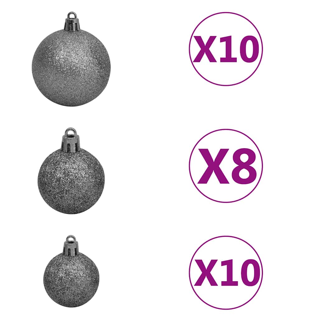 Vidaxl Kunstkerstboom mit Beleuchtung und Weihnachtsbällen 240 cm Grün