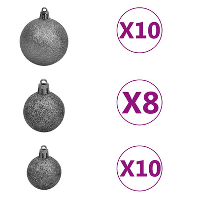Vidaxl Kunstkerstboom mit Beleuchtung und Weihnachtskugeln 180 cm PVC Weiß