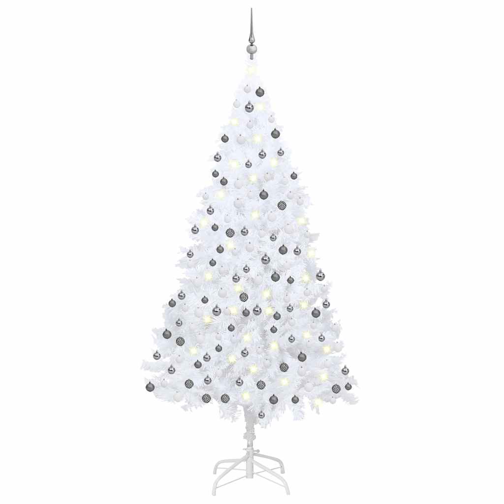 Vidaxl Kunstkerstboom mit Beleuchtung und Weihnachtsbällen 240 cm Weiß