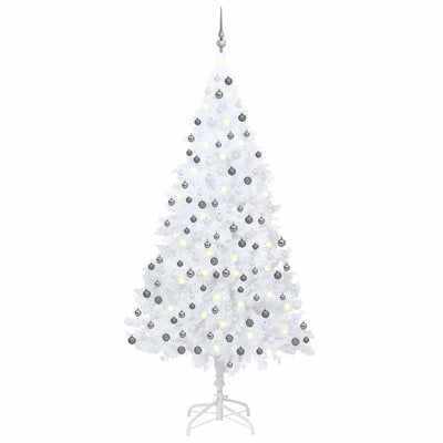 Vidaxl Kunstkerstboom mit Beleuchtung und Weihnachtsbällen 240 cm Weiß