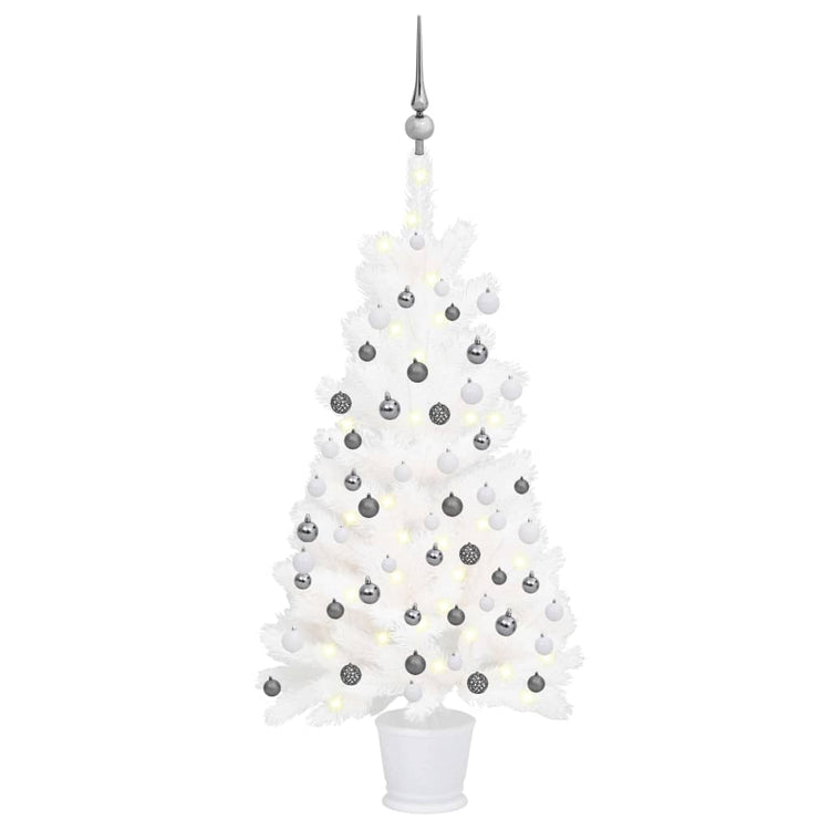 Vidaxl Kunstkerstboom mit Beleuchtung und Weihnachtsbällen 90 cm Weiß