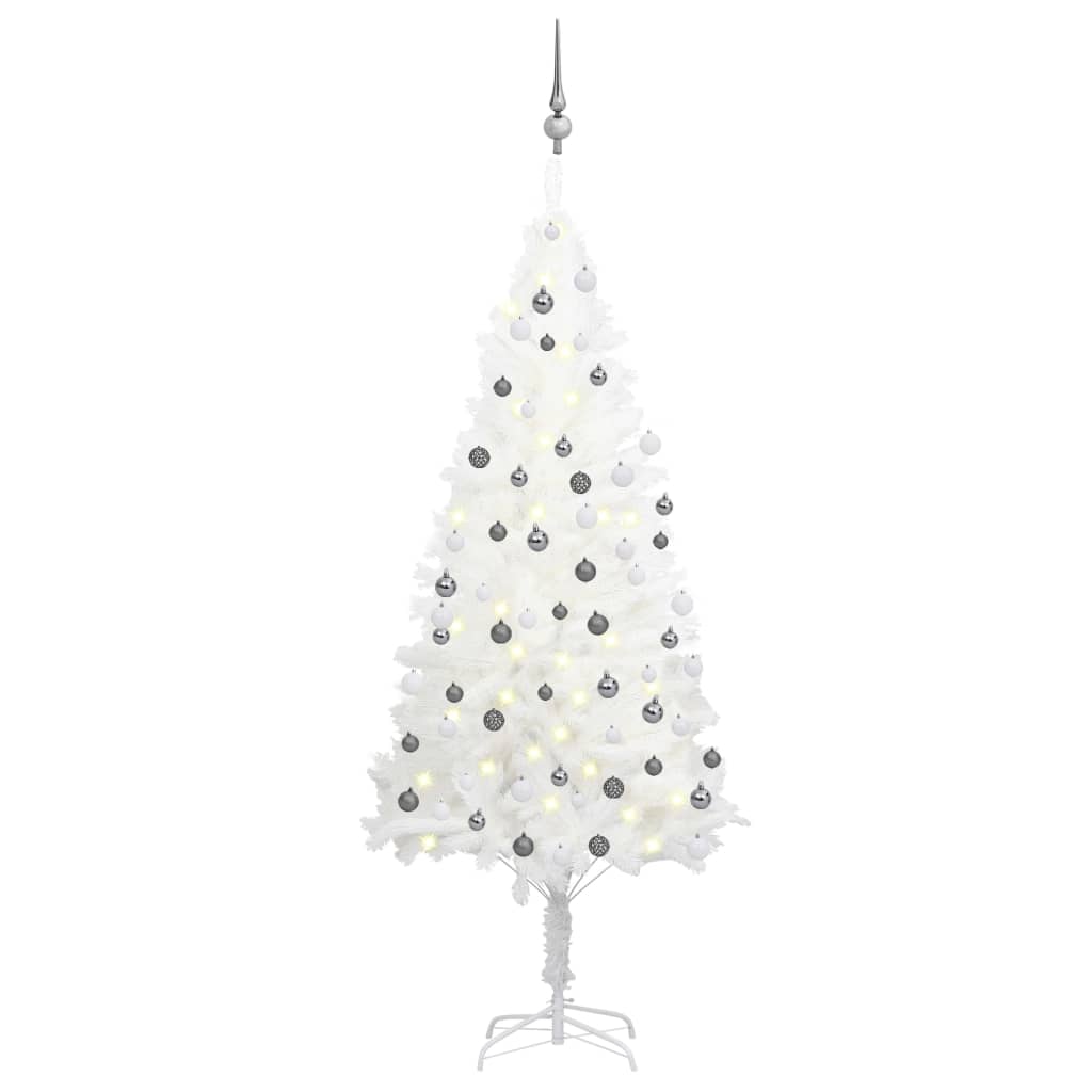 Vidaxl Kunstkerstboom mit Beleuchtung und Weihnachtsbällen 180 cm Weiß