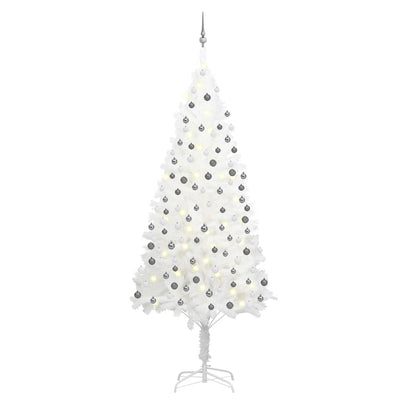 Vidaxl Kunstkerstboom mit Beleuchtung und Weihnachtsbällen 240 cm Weiß