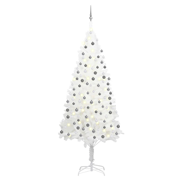 Vidaxl Kunstkerstboom mit Beleuchtung und Weihnachtsbällen 240 cm Weiß