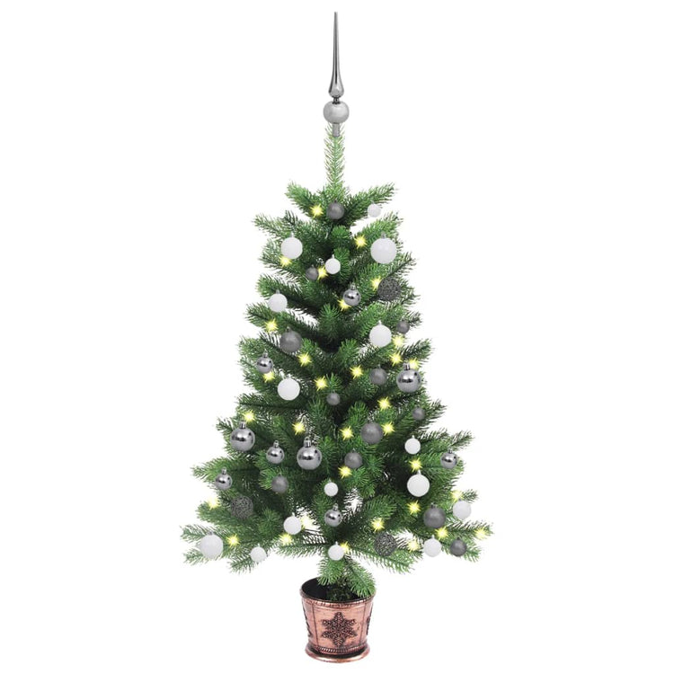 Vidaxl Kunstkerstboom mit Beleuchtung und Weihnachtsbällen 65 cm Grün
