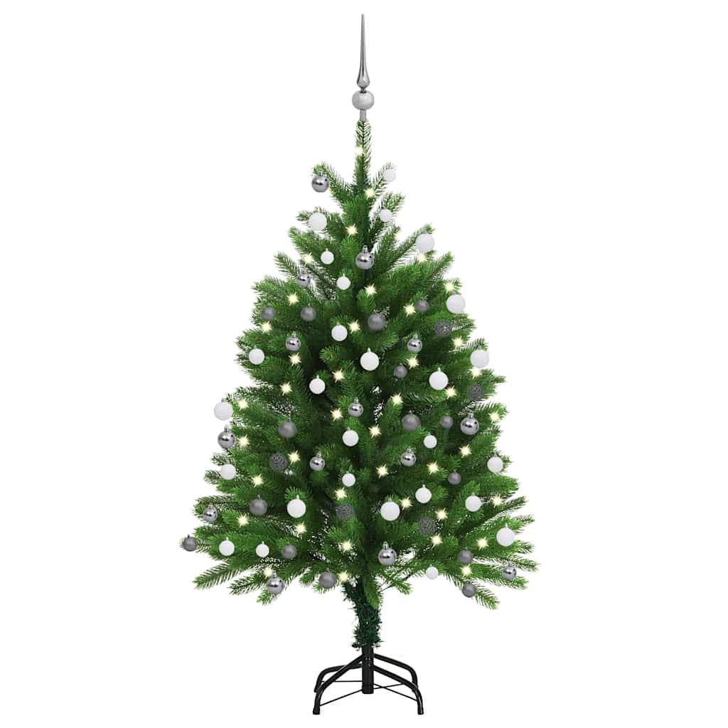 Vidaxl Kunstkerstboom mit Beleuchtung und Weihnachtsbällen 120 cm Grün