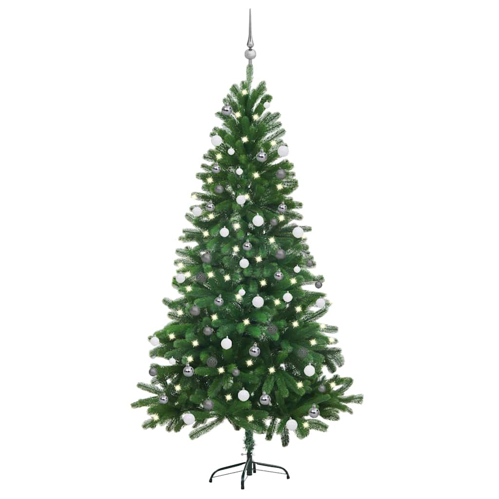 Vidaxl Kunstkerstboom mit Beleuchtung und Weihnachtsbällen 180 cm Grün