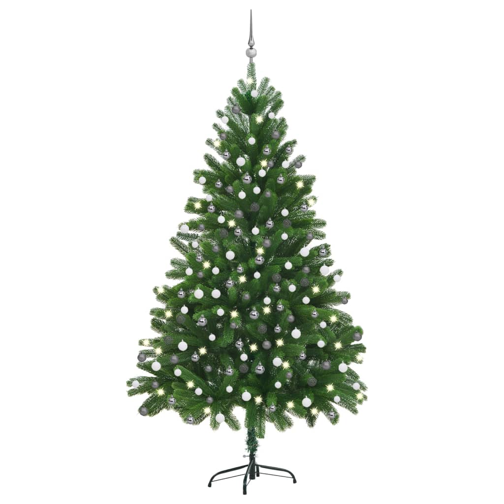 Vidaxl Kunstkerstboom mit Beleuchtung und Weihnachtsbällen 210 cm Grün
